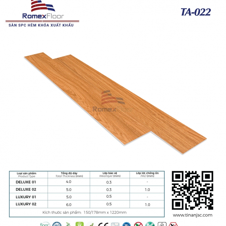 Sàn Nhựa Romex Floor(4mm) : TA022