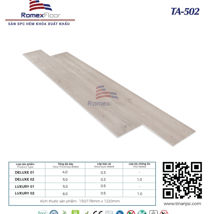 Sàn Nhựa Romex Floor(4mm) : TA502