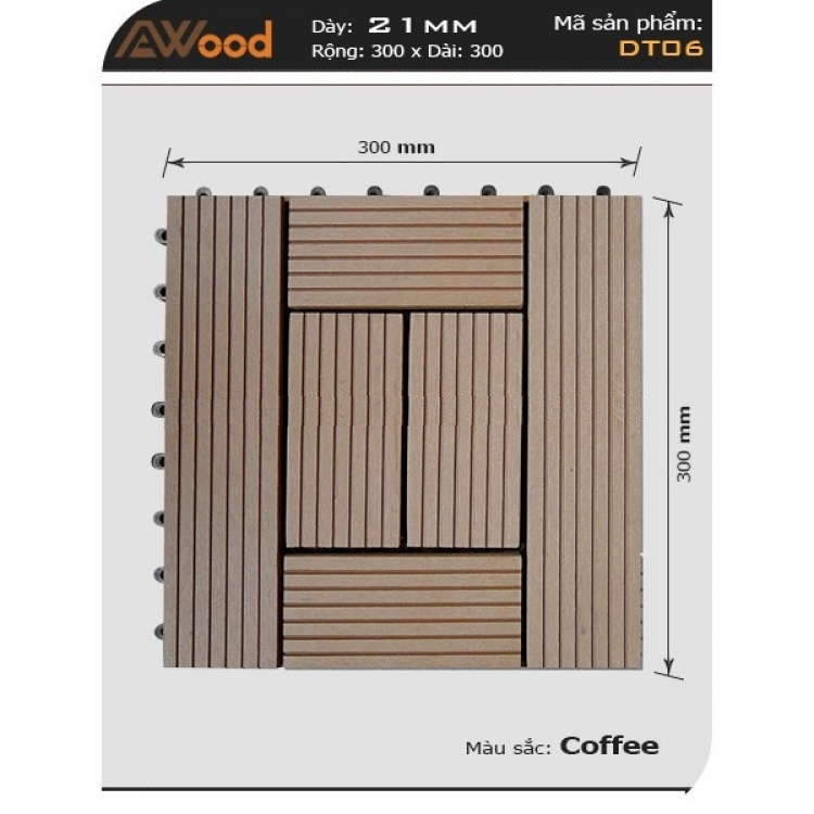 Vĩ Gỗ Nhựa: Cafe - DT06