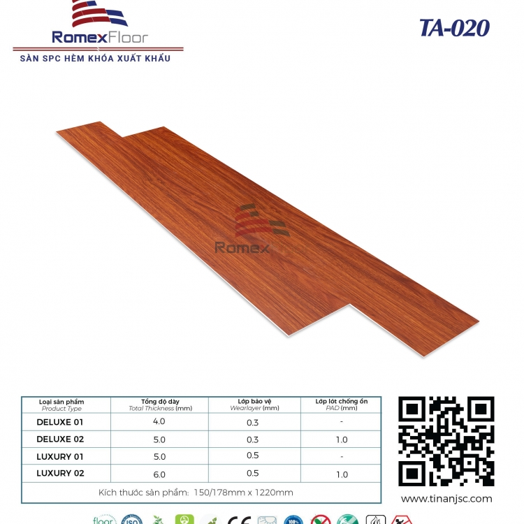 Sàn Nhựa Romex Floor(4mm) : TA020