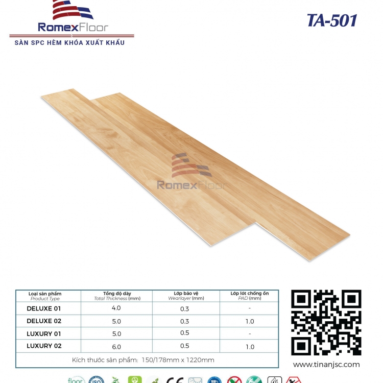 Sàn Nhựa Romex Floor(4mm) : TA501